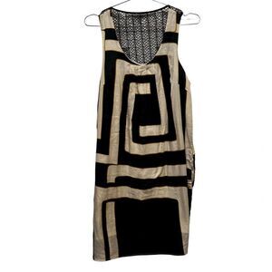 Molly New York Black and Cream Maze Mini Dress size 6
